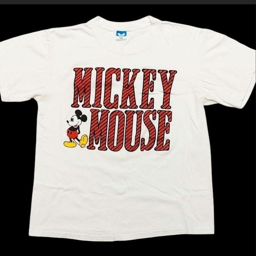 Vintage 90s Disney Mickey Mouse Big Print T-Shirt L Made in USA Single Stitch